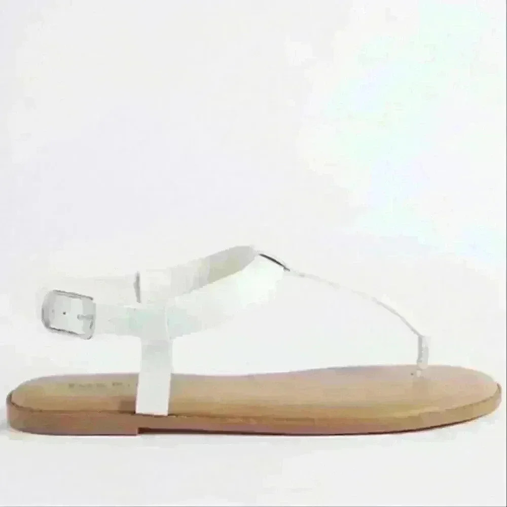 ‎Torrid White Faux Leather T-STRAP Sandal Size 11WW.